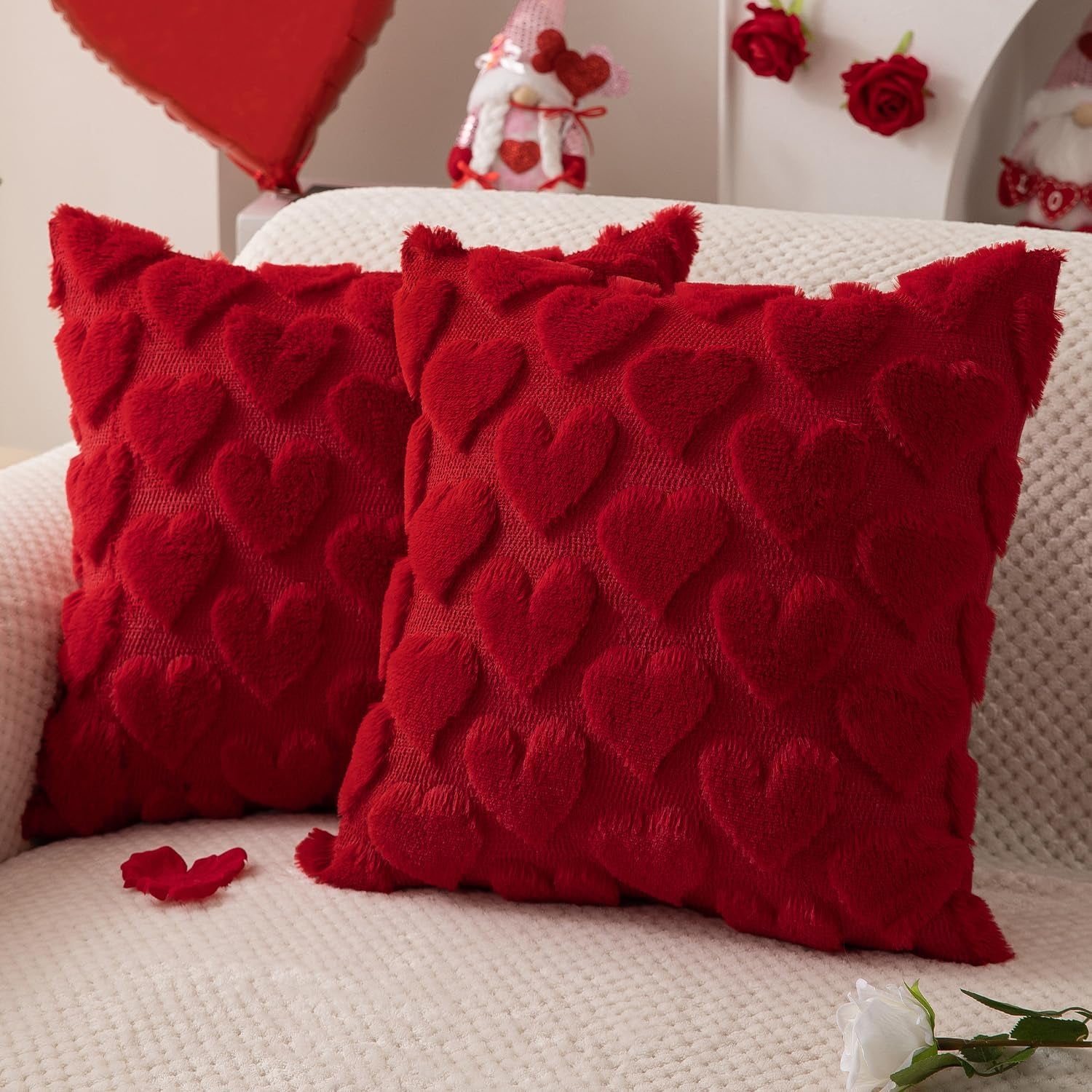 Velvet Heart Pillow Covers 