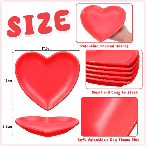 6 Pcs Heart Shaped Plates Ceramic 6.9 Inches Salad Ceramic Graduation Plates Dinner Heart Shaped Serving Dish Dessert Elegant for Kitchen Steak Snacks(Red)