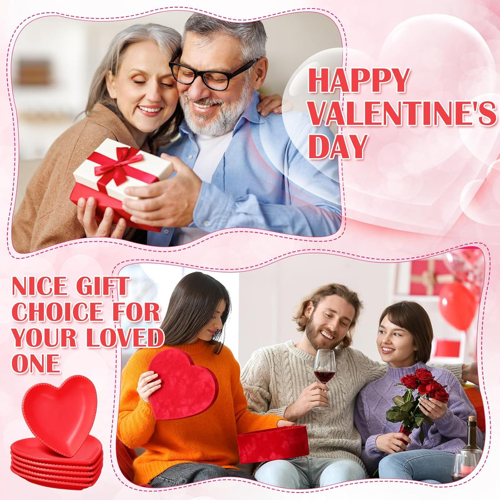 6 Pcs Heart Shaped Plates Ceramic 6.9 Inches Salad Ceramic Graduation Plates Dinner Heart Shaped Serving Dish Dessert Elegant for Kitchen Steak Snacks(Red)