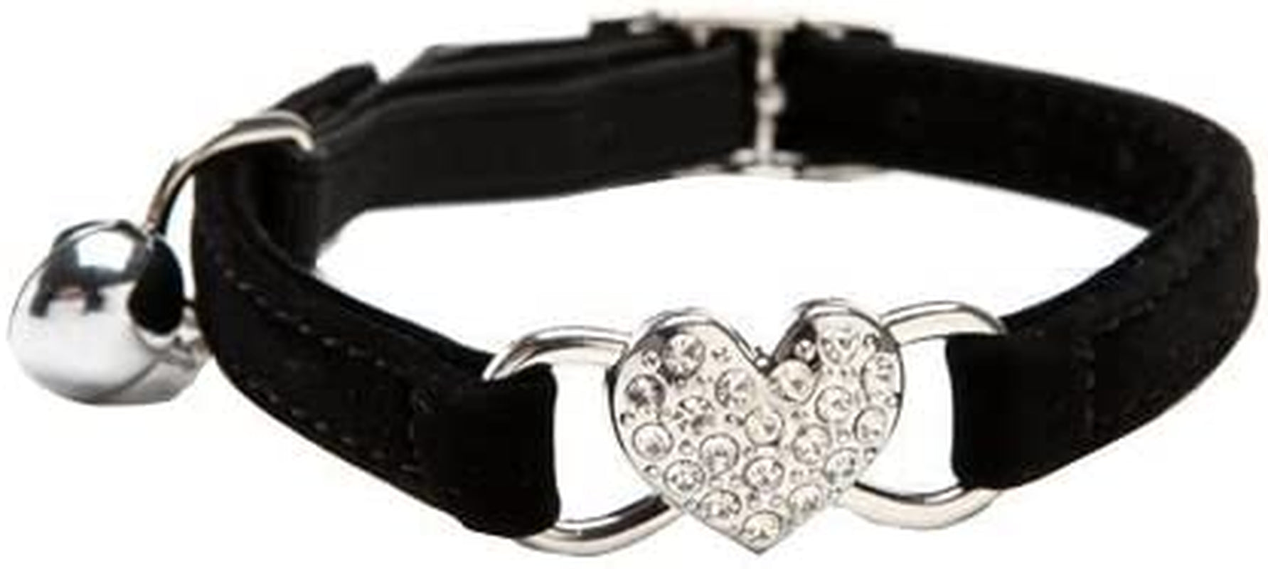 Rhinestone Heart Cat Collar with Bell