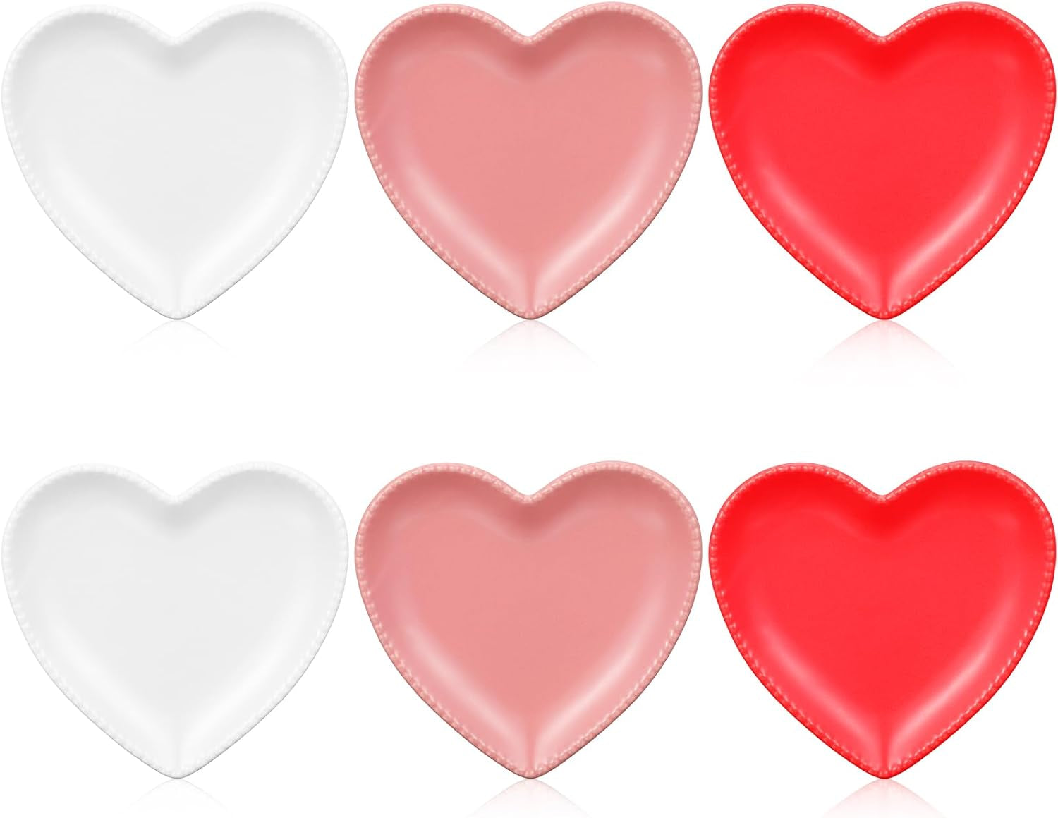 6 Pcs Heart Shaped Plates Ceramic 6.9 Inches Salad Ceramic Graduation Plates Dinner Heart Shaped Serving Dish Dessert Elegant for Kitchen Steak Snacks(Red)
