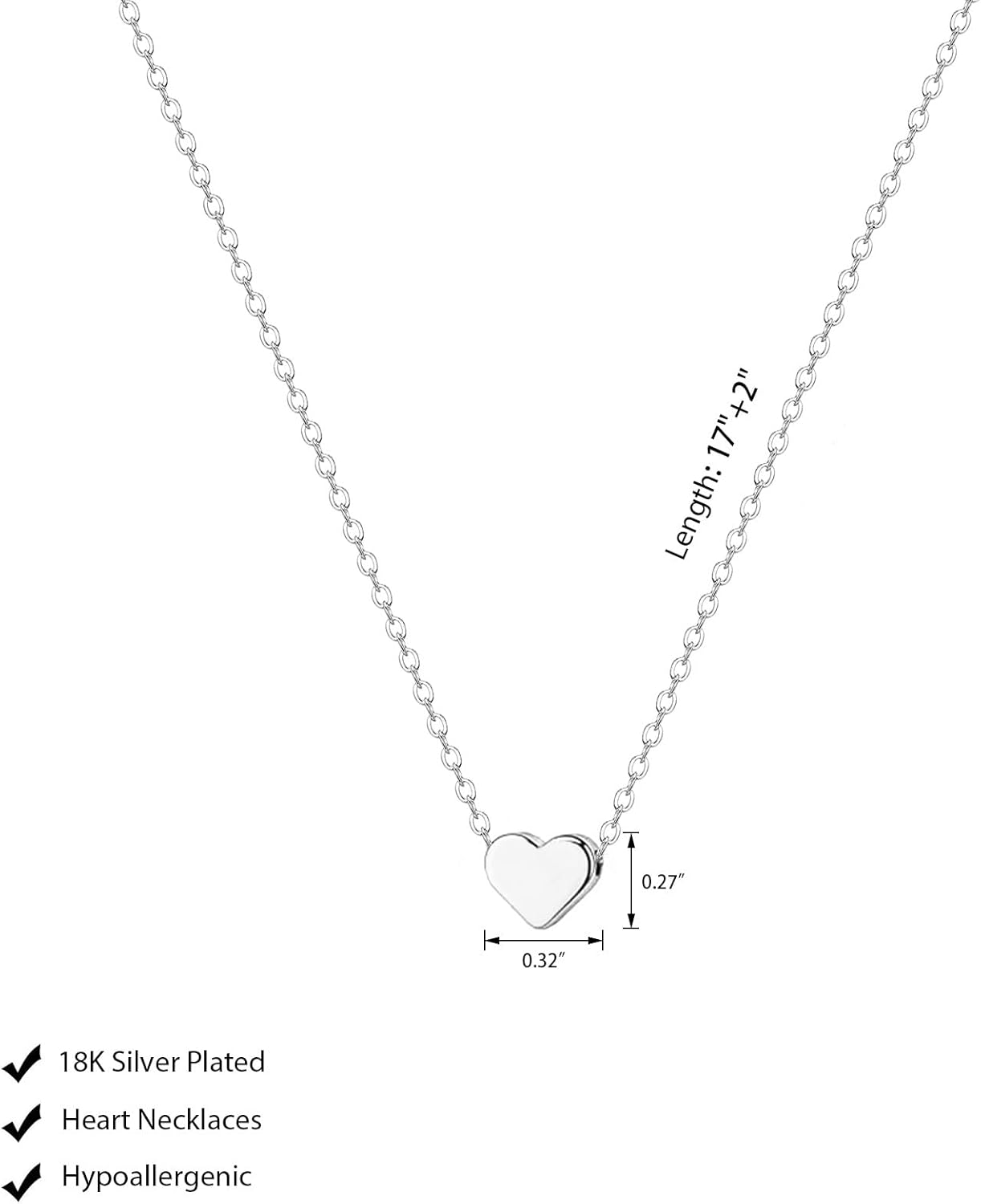 Dainty Heart Necklace for Women Gold/Silver Plated