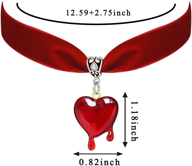 Bleeding Heart Pendent on Red Velvet Choker
