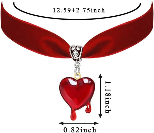 Bleeding Heart Pendent on Red Velvet Choker