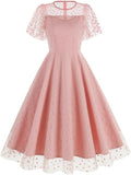 Light Pink Vintage Dress With Heart Print Tulle
