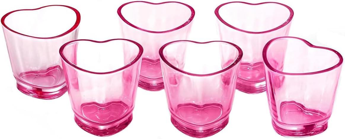 Pink Heart Shaped Shot Glasses Set