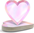 Holographic Pink Heart Shaped Disposable Dessert Plates