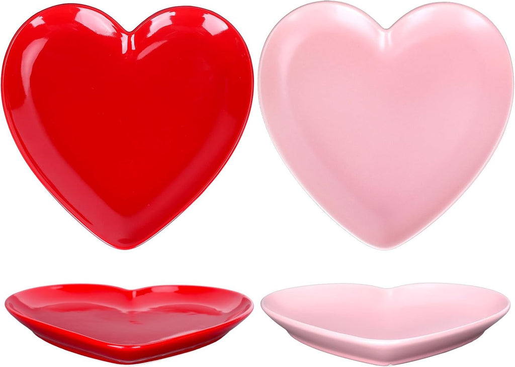 Heart Shaped Plate Ceramic Dessert Plate - Pack of 2