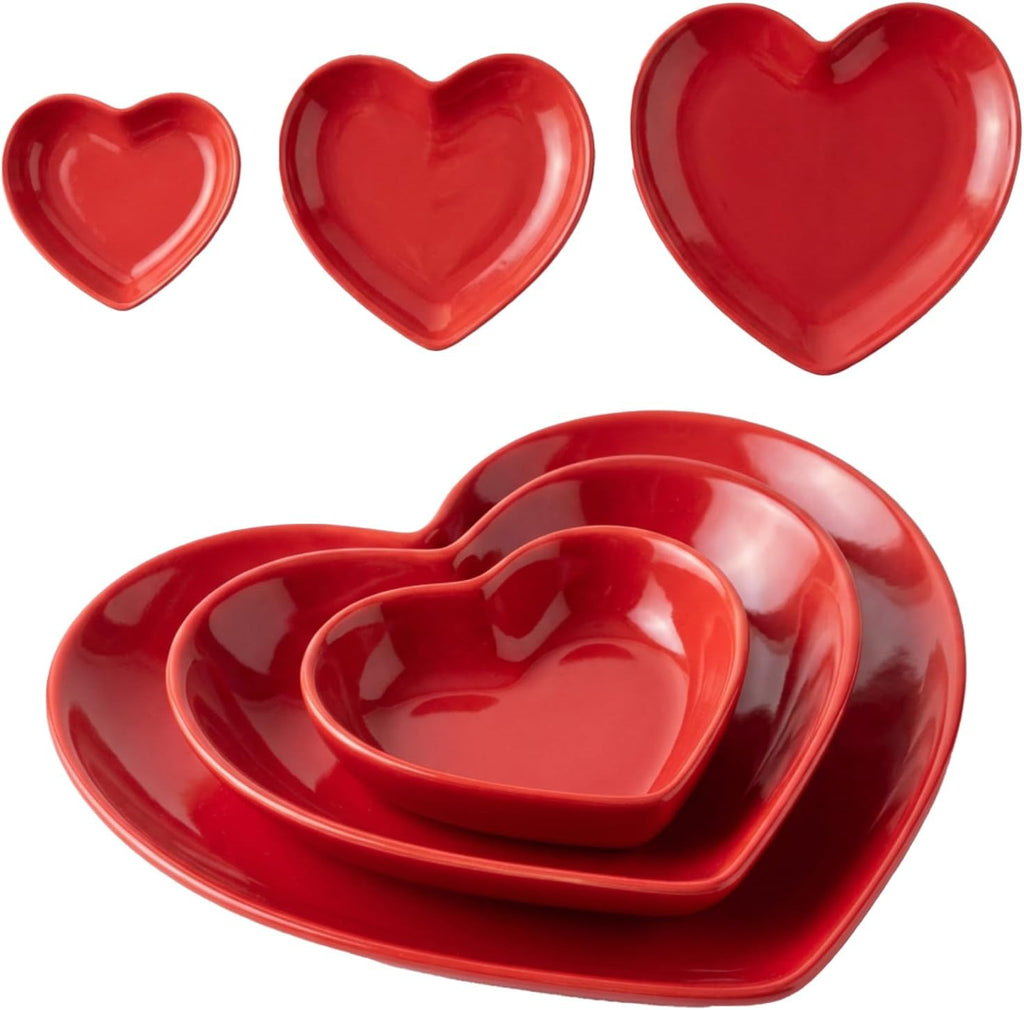 Valentine's Day Red Heart Shaped Ramekin Set