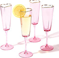 Pink Heart Shaped Champagne Flutes