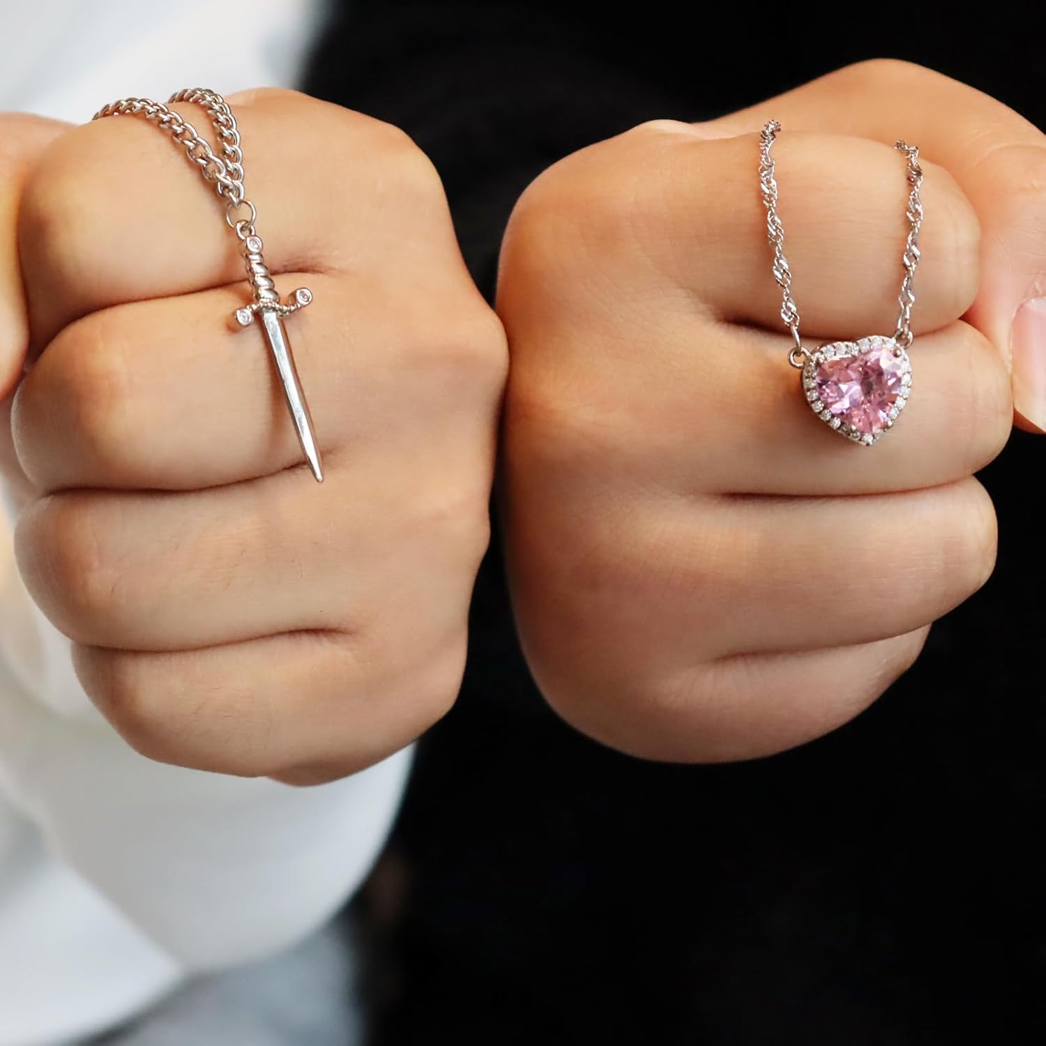 Heart and Sword Necklaces for Friends & Couples