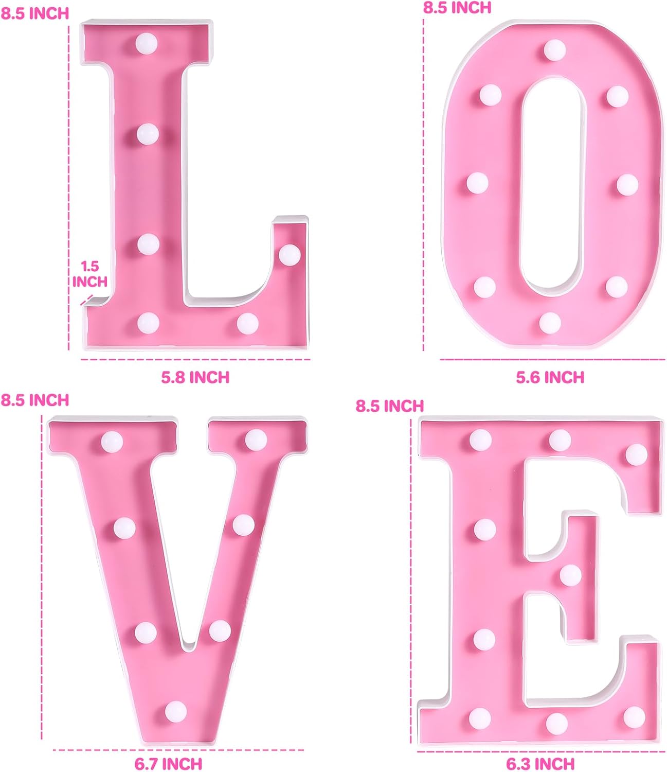 Pink LED Marquee Letters "LOVE" Decorations