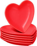6 Pcs Heart Shaped Plates Ceramic 6.9 Inches Salad Ceramic Graduation Plates Dinner Heart Shaped Serving Dish Dessert Elegant for Kitchen Steak Snacks(Red)