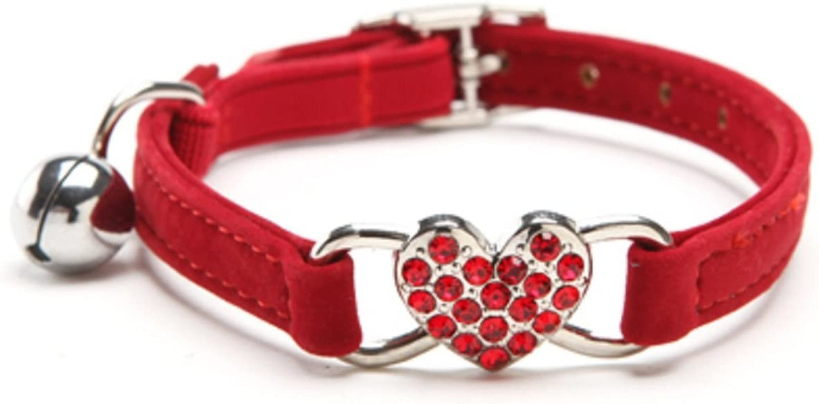 Rhinestone Heart Cat Collar with Bell