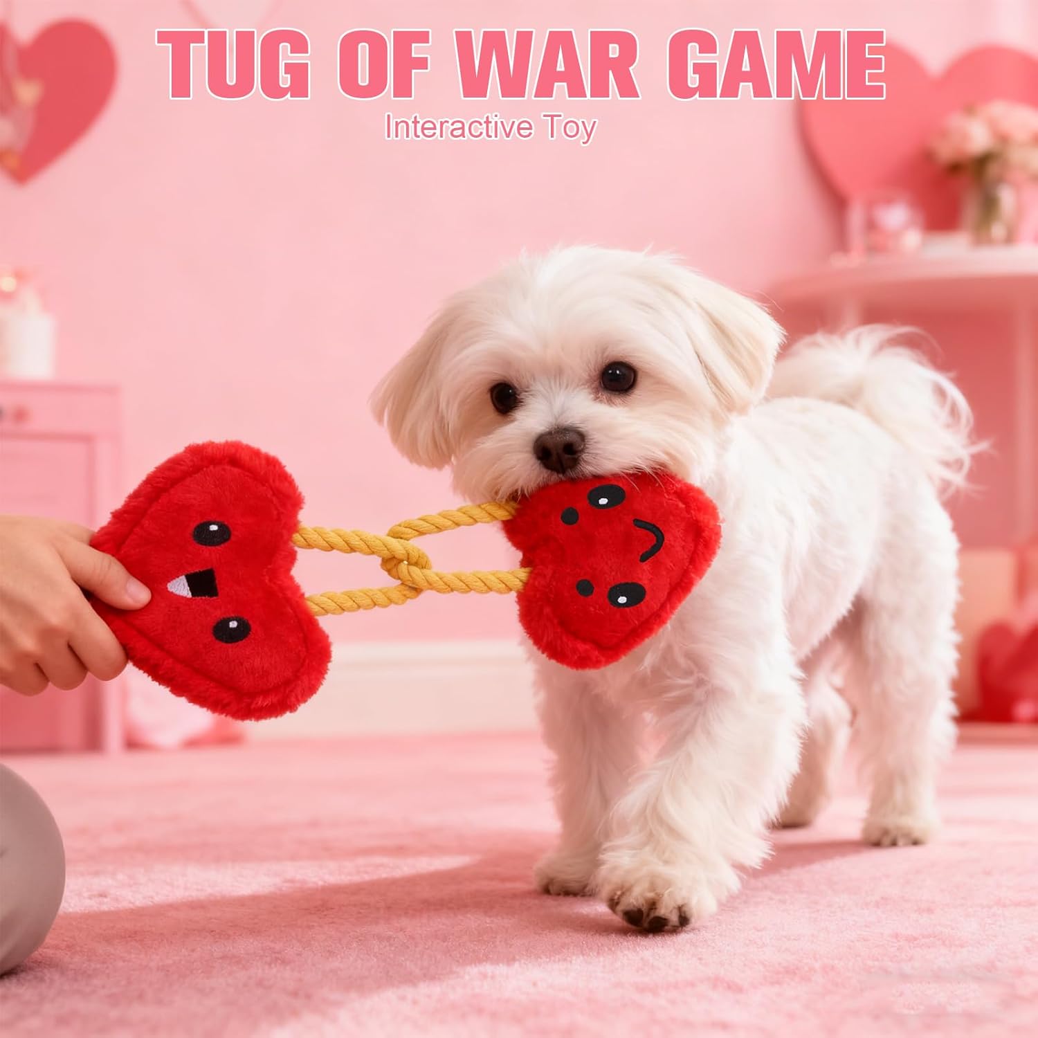 Love Lock Red Hearts Squeaky Dog Toy