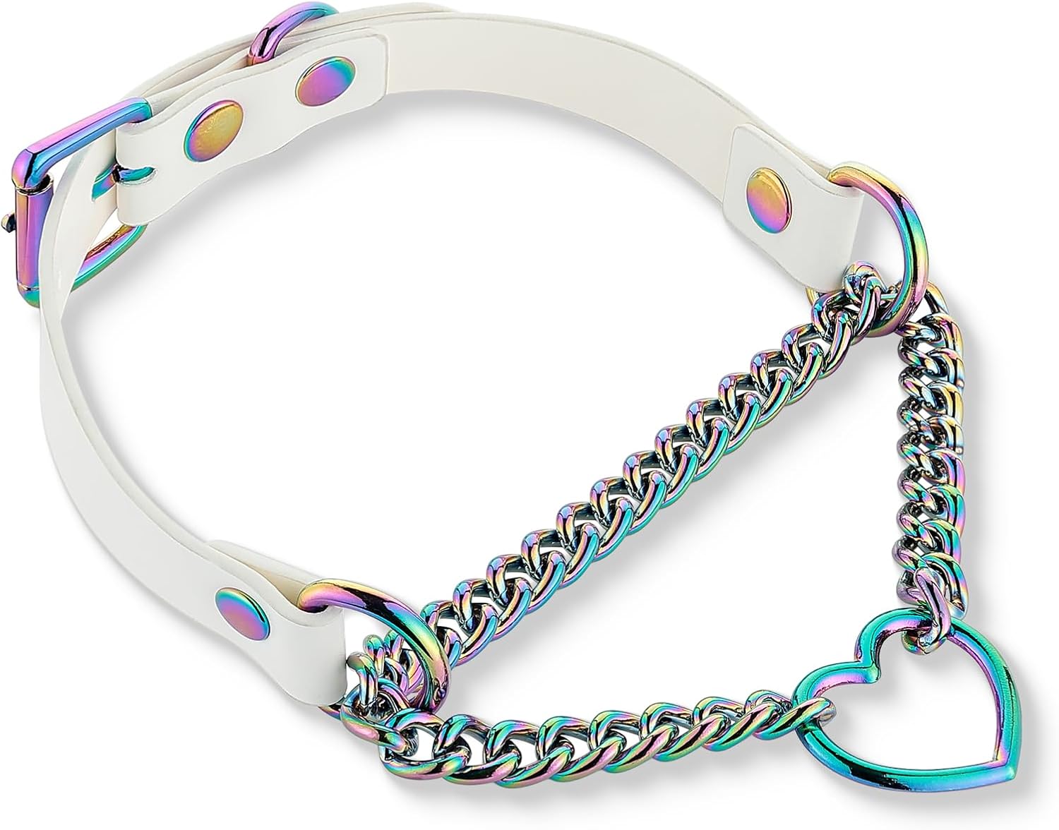 Leather Choker Necklace for Women with Metallic Heart Ring