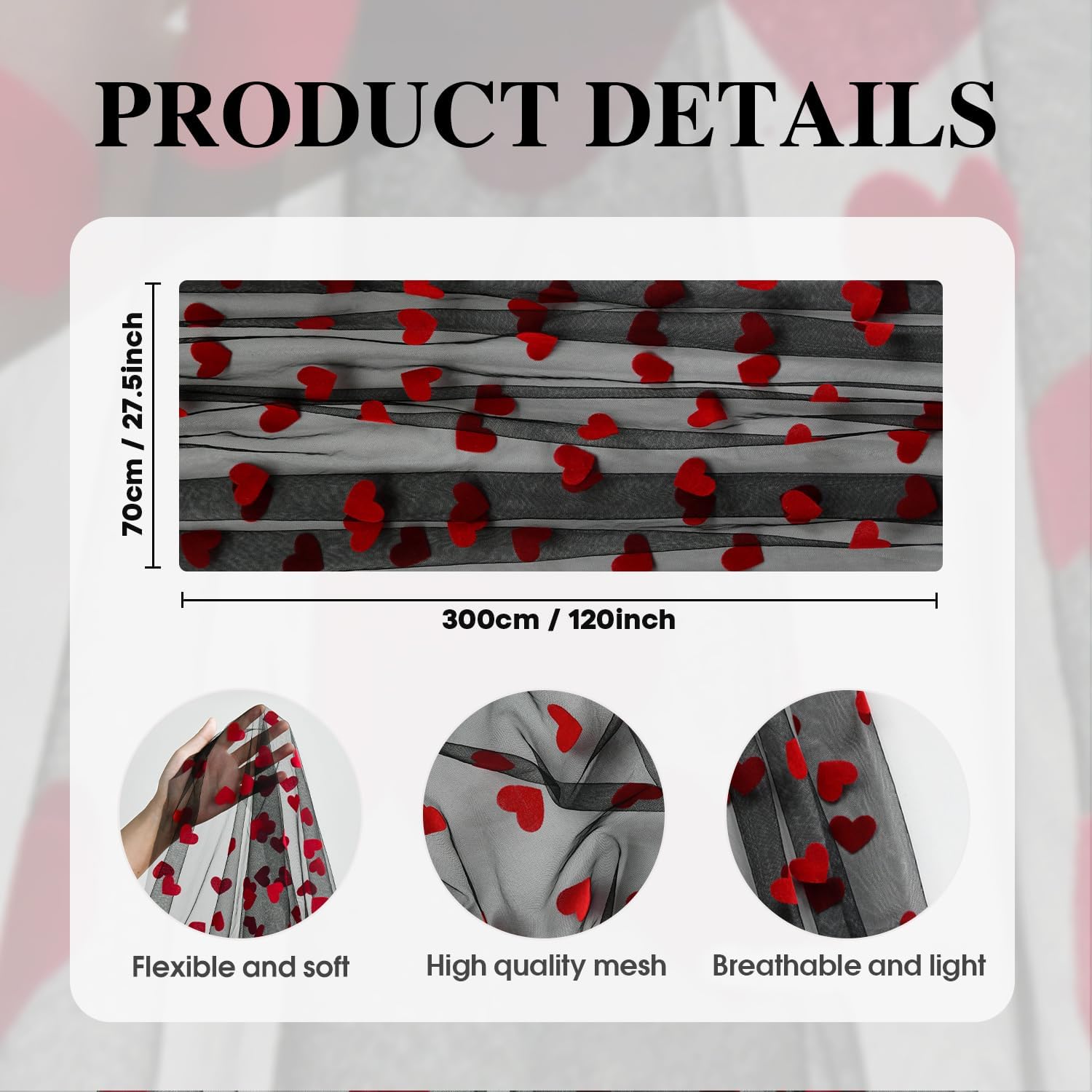 Hearts on Tulle Table Runner 10FT