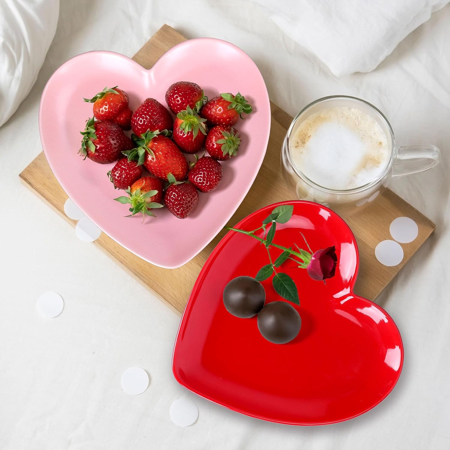Heart Shaped Plate Ceramic Dessert Plate - Pack of 2