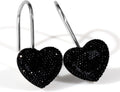 Black Rhinestone Heart Shower Curtain Hooks