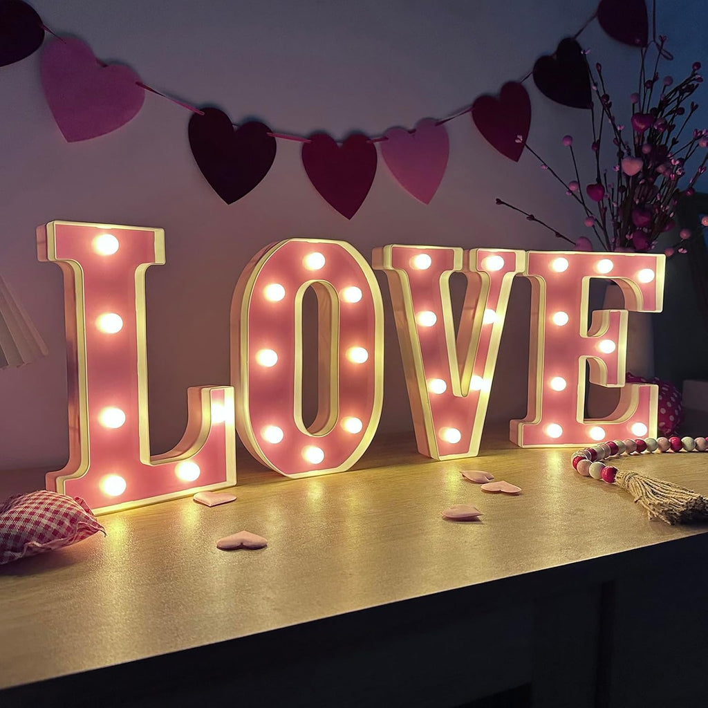 Pink LED Marquee Letters "LOVE" Decorations