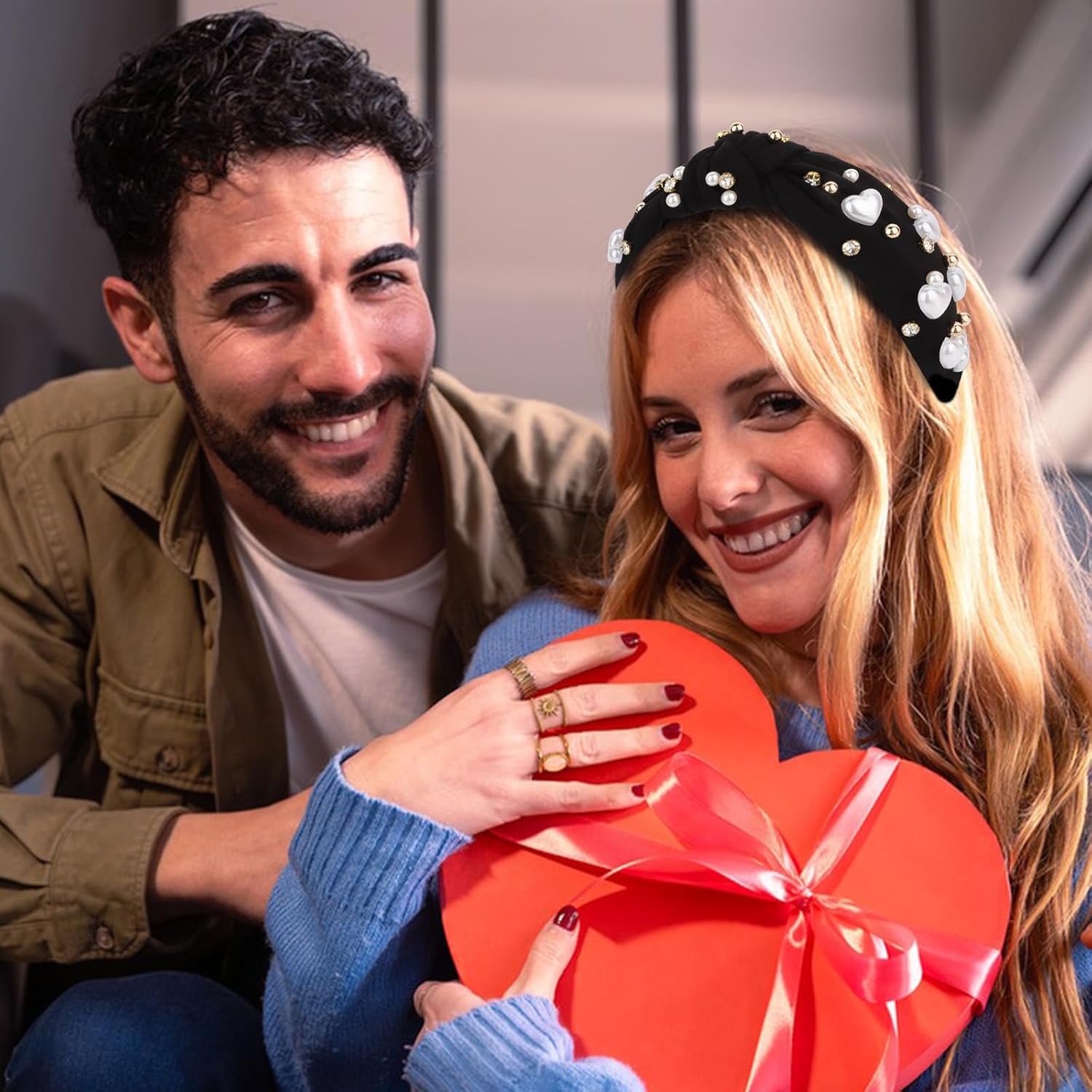 Valentine's Themed Knotted and Embellished Headband
