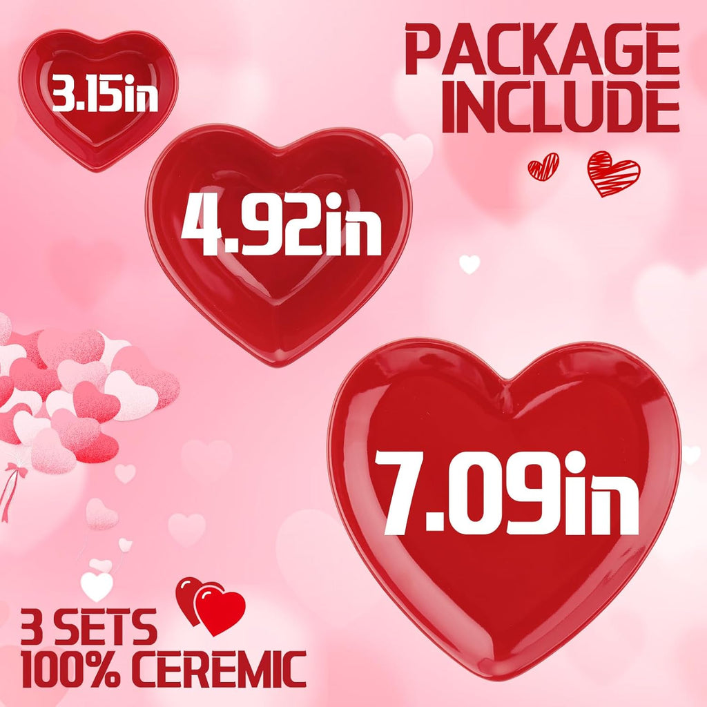 Valentine's Day Red Heart Shaped Ramekin Set