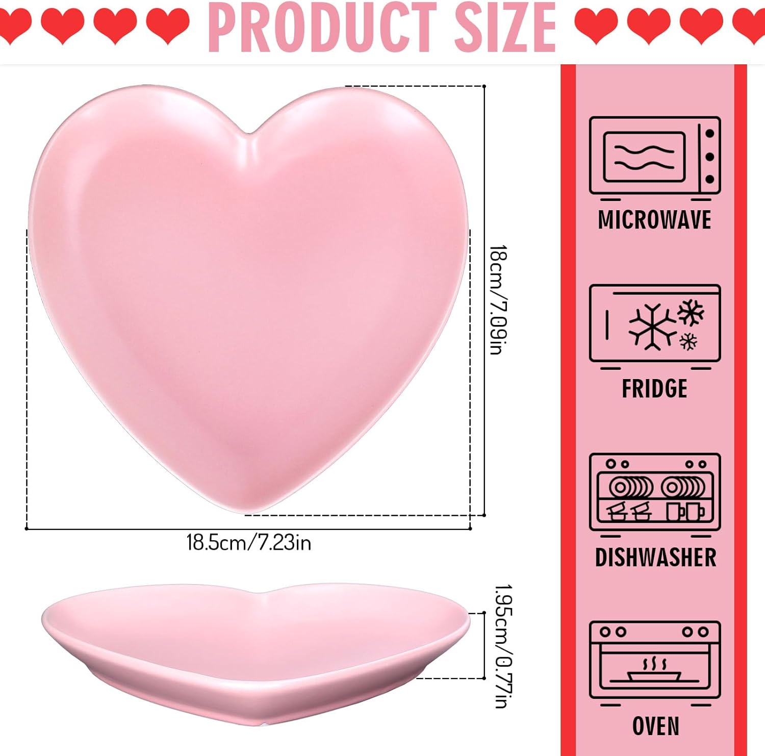 Heart Shaped Plate Ceramic Dessert Plate - Pack of 2