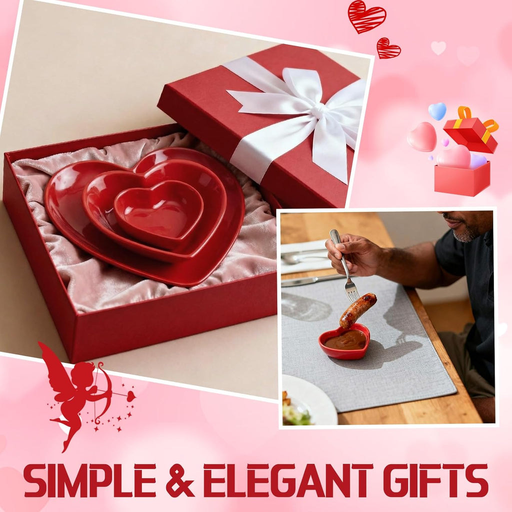 Valentine's Day Red Heart Shaped Ramekin Set