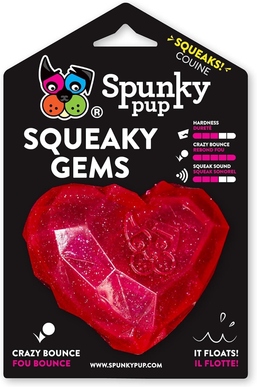Squeaky Gems Heart Dog Toy