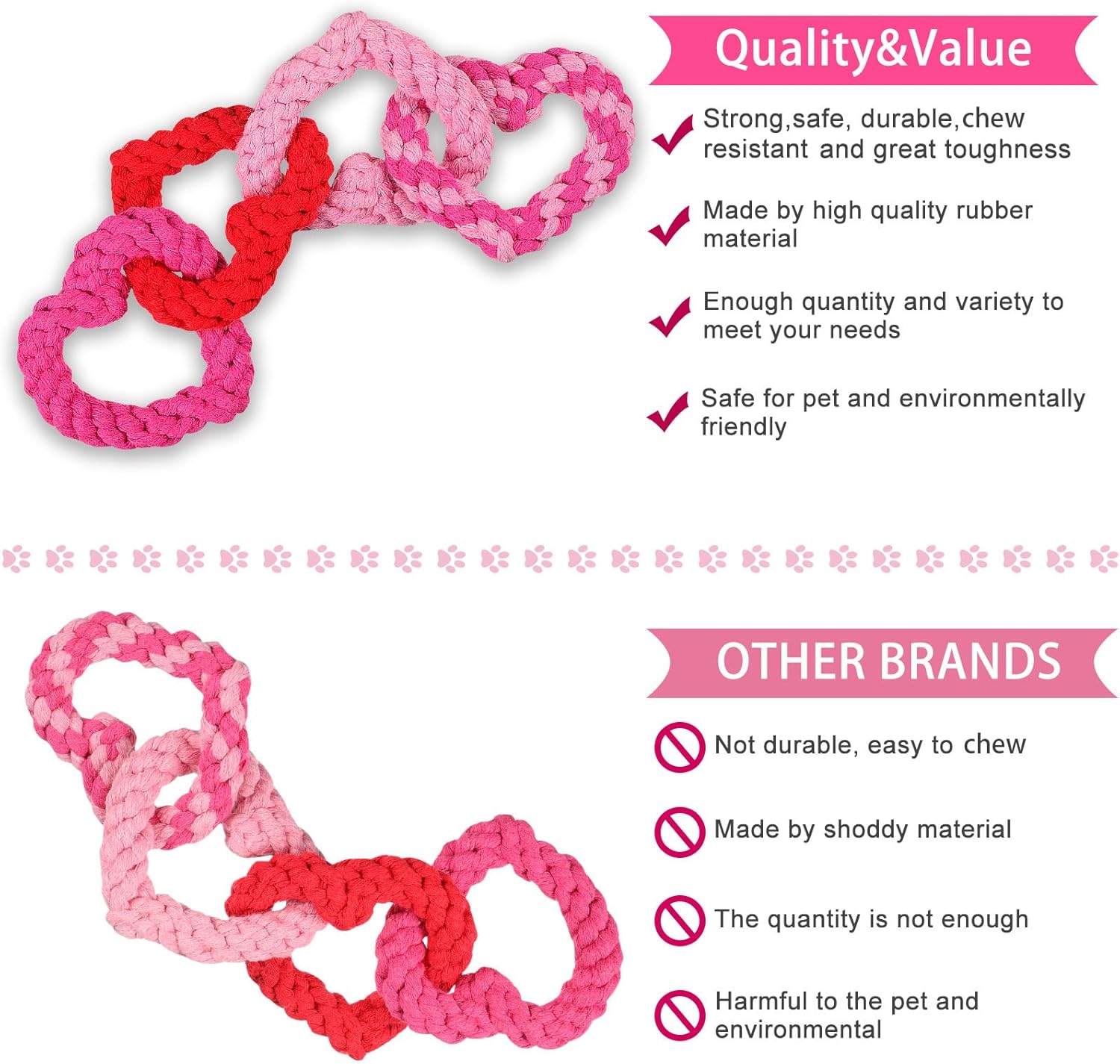 Interlocking Heart Shaped Rope Dog Chew Toy