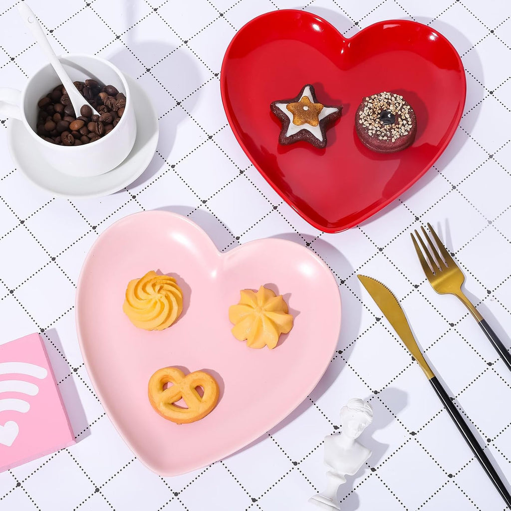 Heart Shaped Plate Ceramic Dessert Plate - Pack of 2