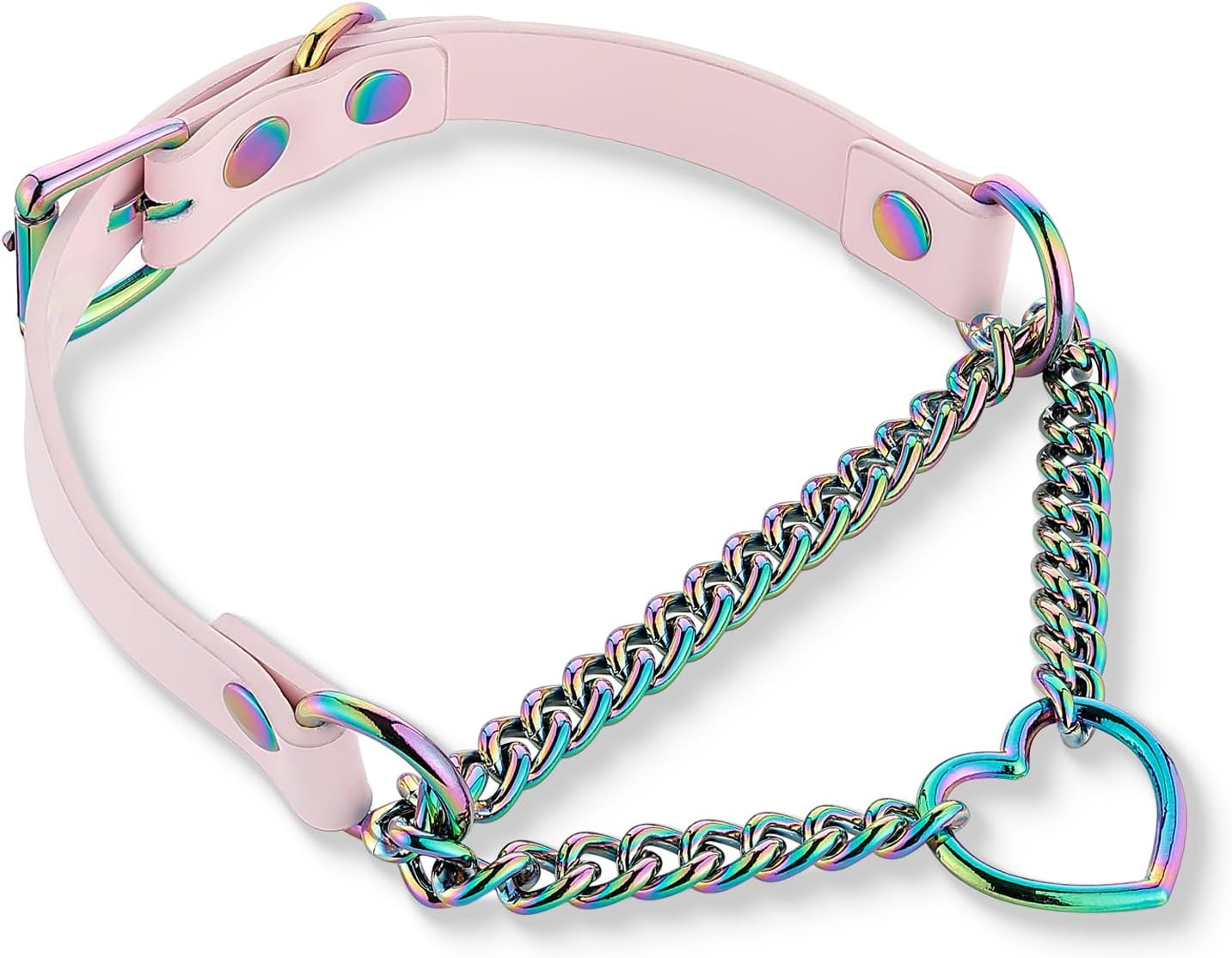 Leather Choker Necklace for Women with Metallic Heart Ring