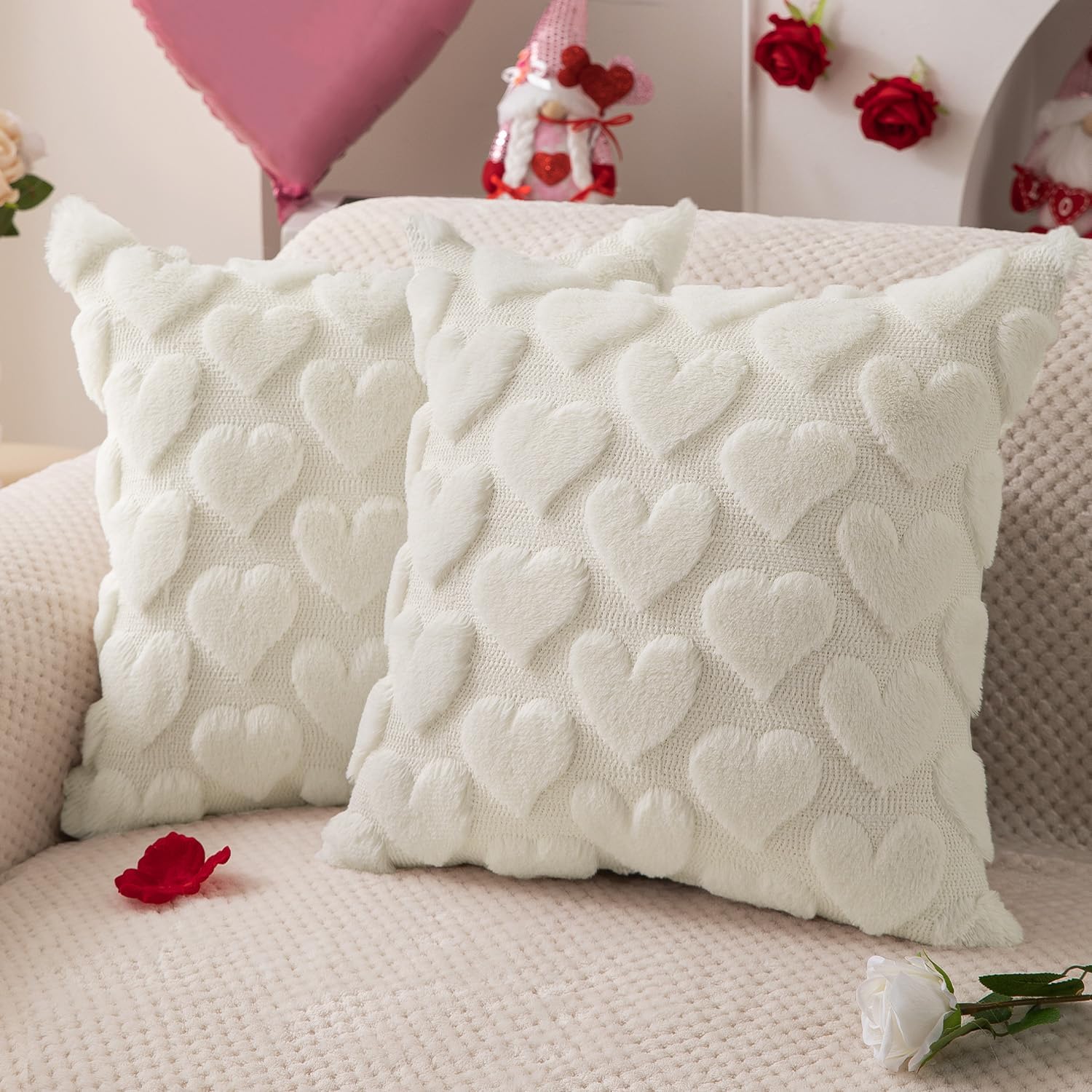 Velvet Heart Pillow Covers 