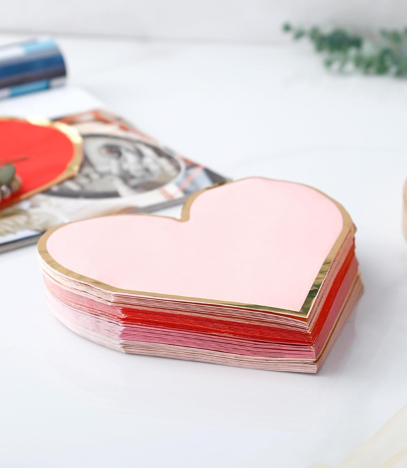 Valentine's Day Heart Plates and Napkins With Gold Rim