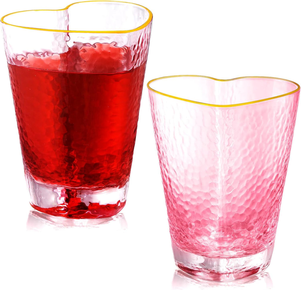 Heart Shaped Hammered Glass Cups