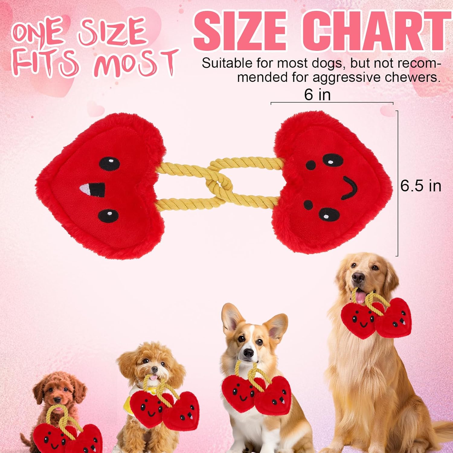 Love Lock Red Hearts Squeaky Dog Toy