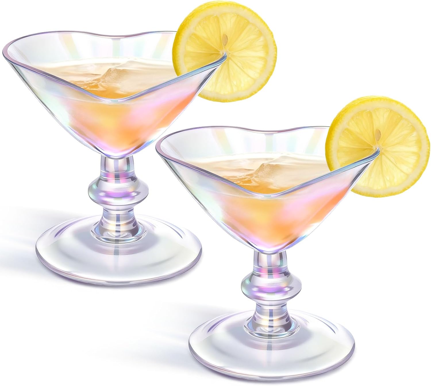 Iridescent Heart Cocktail Glasses