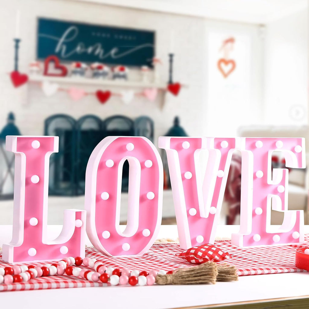 Pink LED Marquee Letters "LOVE" Decorations