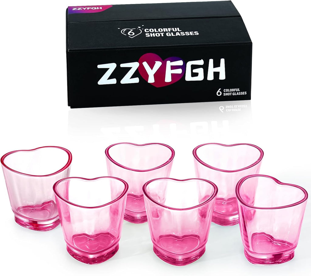 Pink Heart Shaped Shot Glasses Set