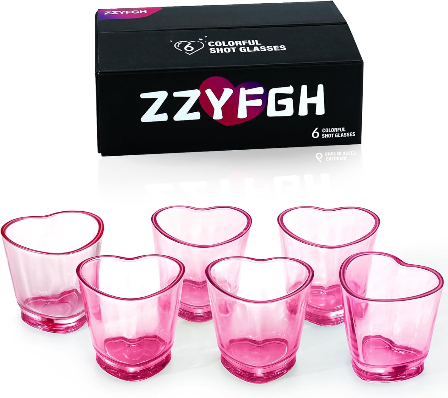 Pink Heart Shaped Shot Glasses Set
