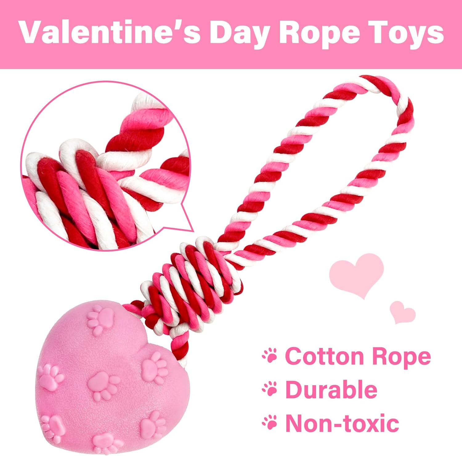 Valentine's Day 2 Pack Rope Toys for Dog