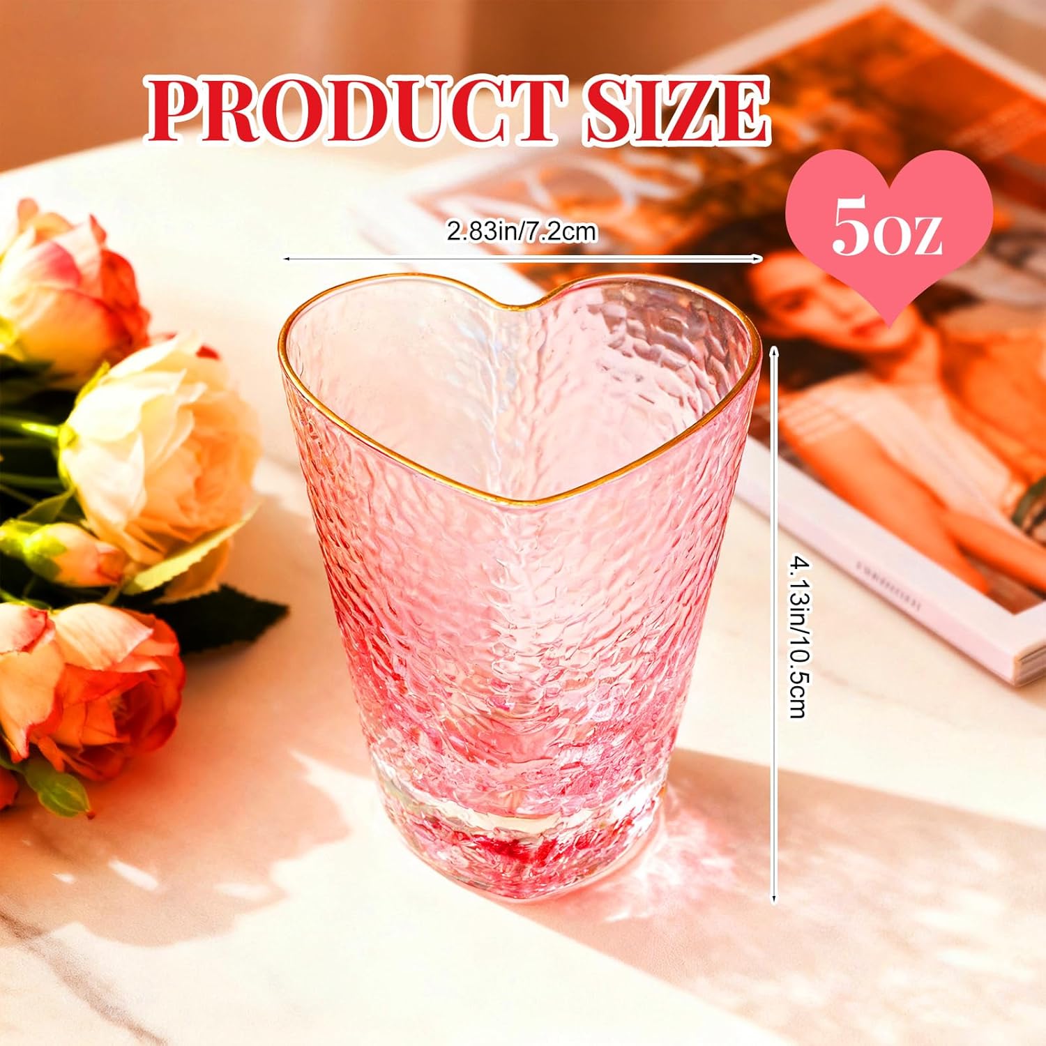 Heart Shaped Hammered Glass Cups