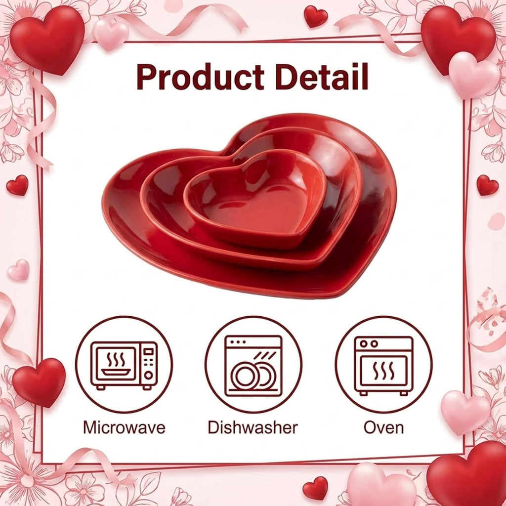 Valentine's Day Red Heart Shaped Ramekin Set