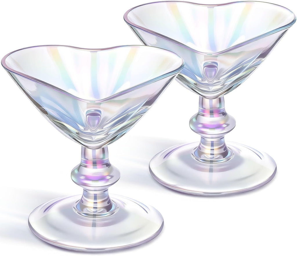 Iridescent Heart Cocktail Glasses