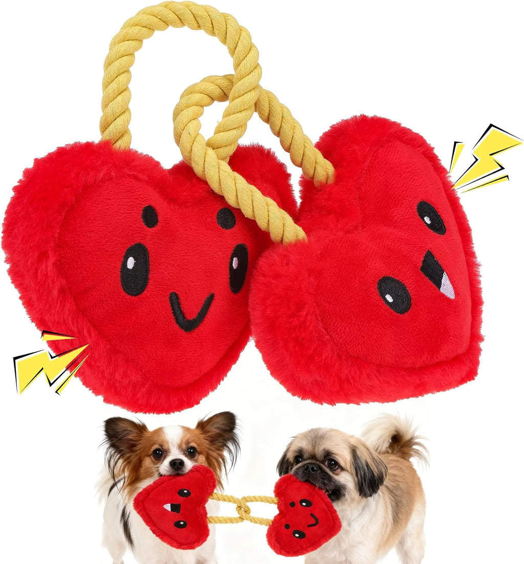 Love Lock Red Hearts Squeaky Dog Toy