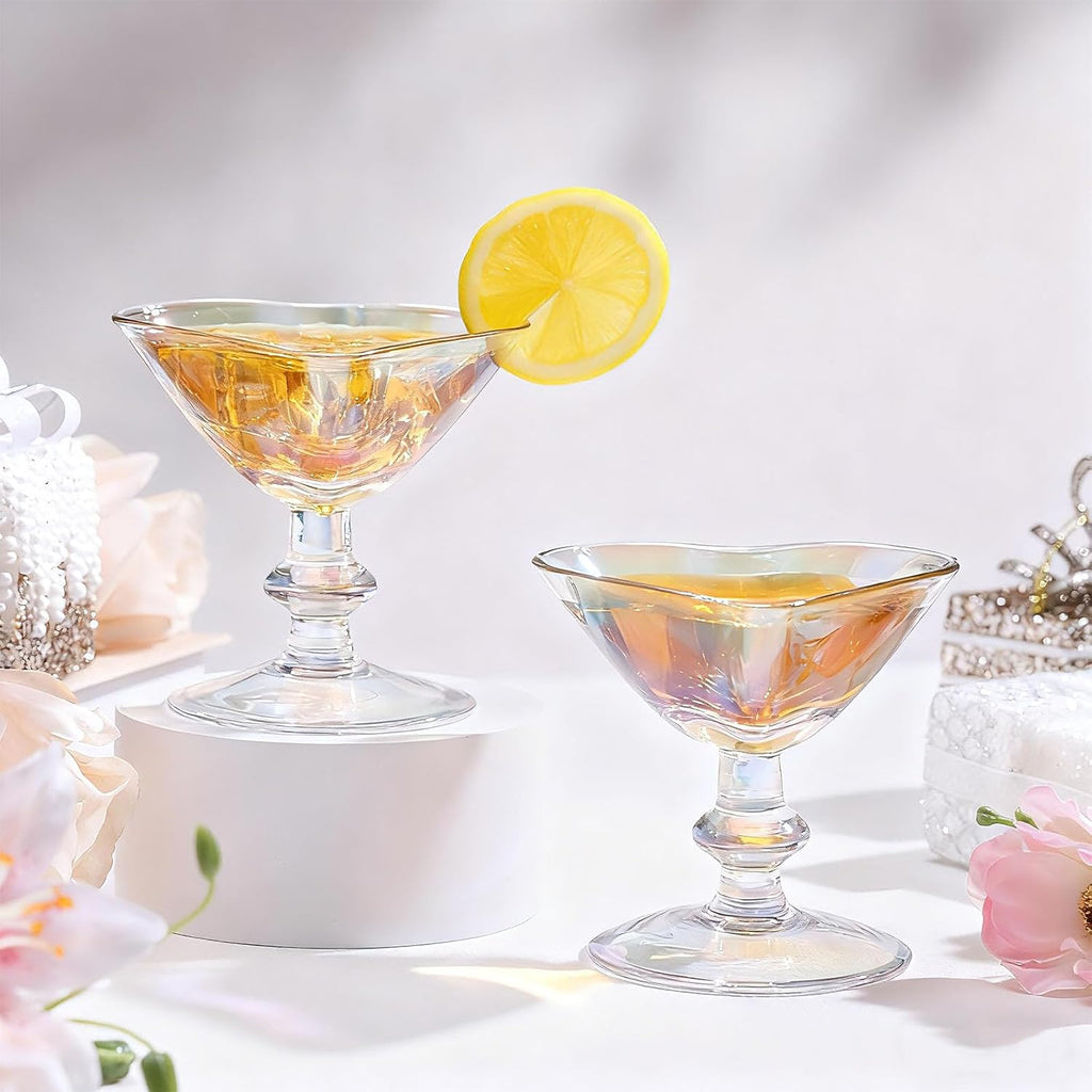 Iridescent Heart Cocktail Glasses
