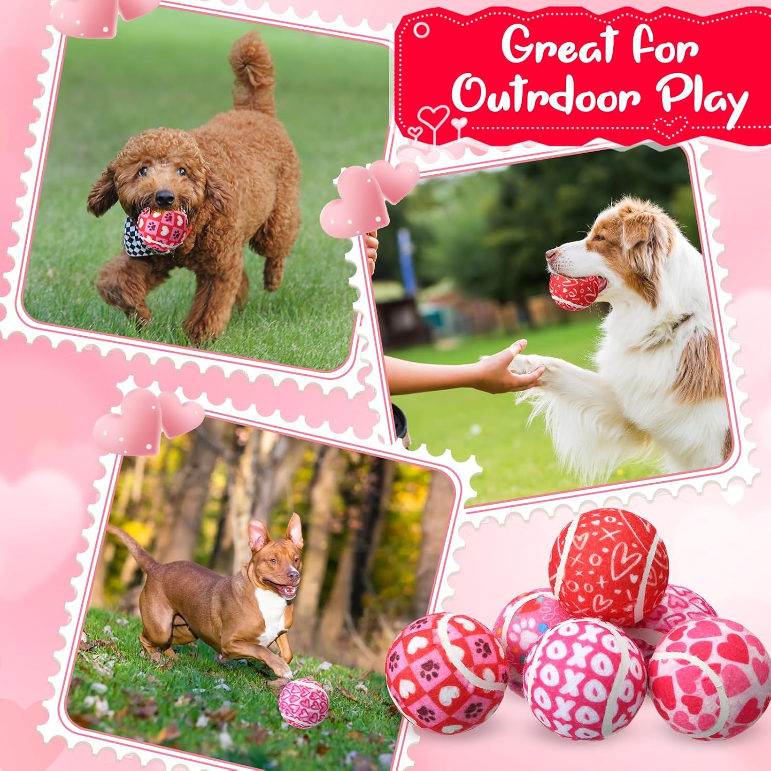 36 Pcs Valentine Squeaky Tennis Balls Gifts for Dogs