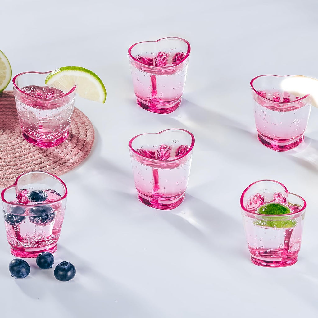 Pink Heart Shaped Shot Glasses Set