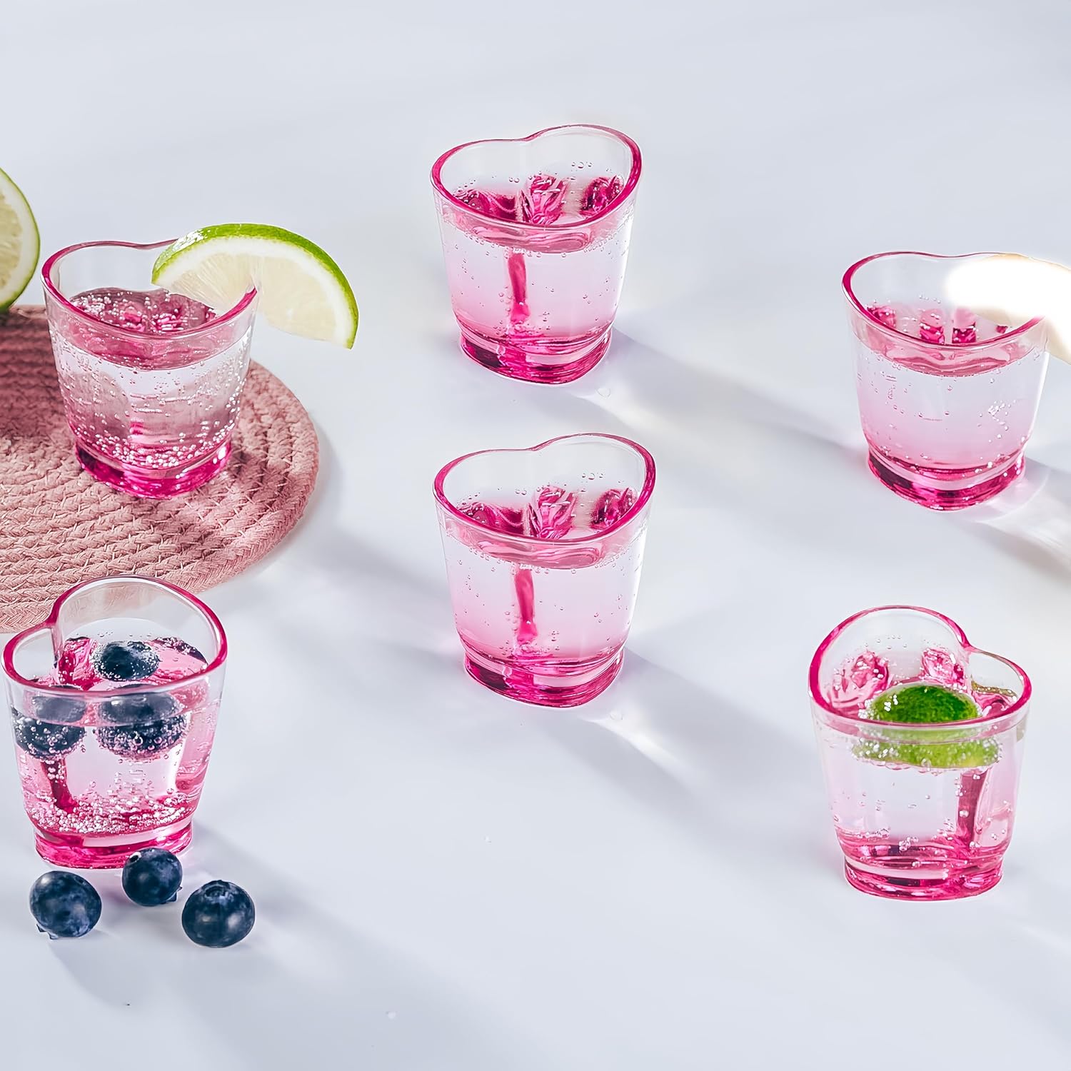Pink Heart Shaped Shot Glasses Set