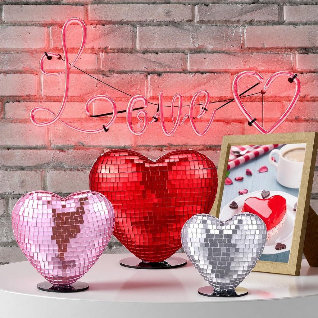Disco Mirror Heart Table Decorations